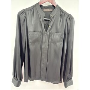 The Limited Black Dress Blouse Size Medium Long Sleeve Breast‎ Pockets